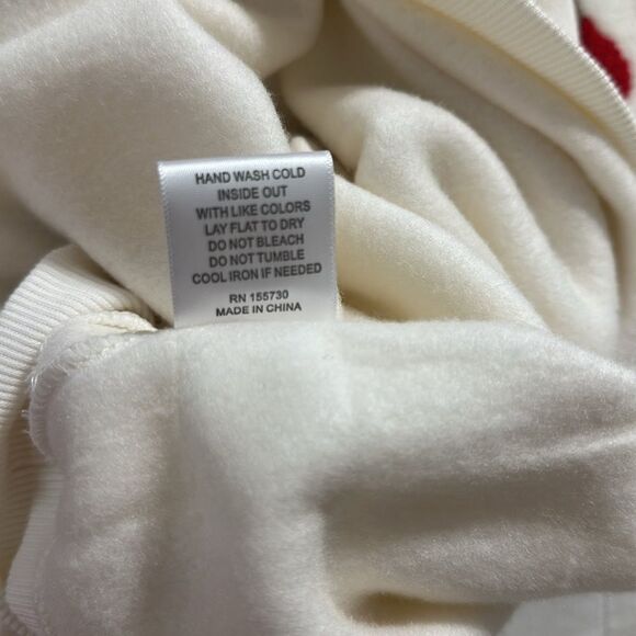 JANE + DELANCEY M Ivory Red WE Matched Pullover Crew Fleece Interior Sweatshirt - Picture 9 of 9